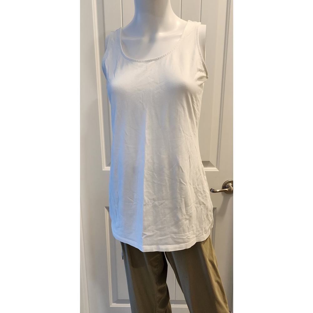 Soma Live Lounge Wear Knit Tank White Pima Cotton Sz M EUC